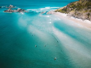 Arial shot of Byron Bay beach