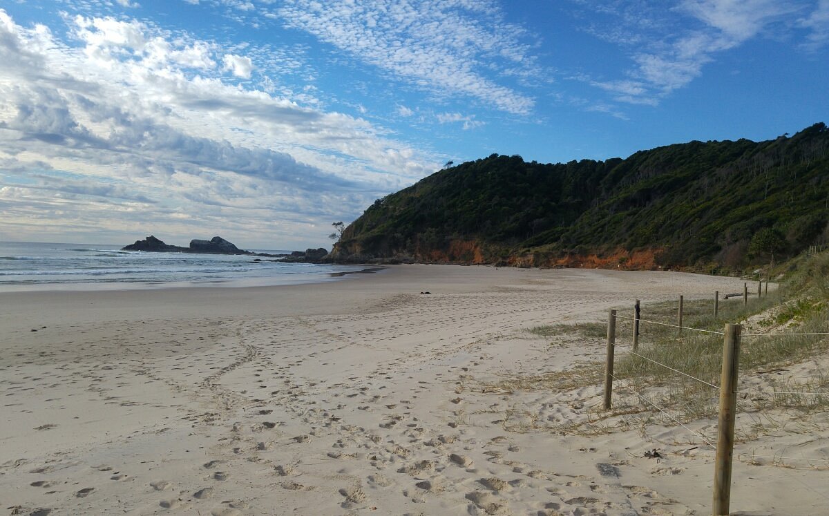 Empty Broken Head Beach Near Byron Bay on Cloudy Day